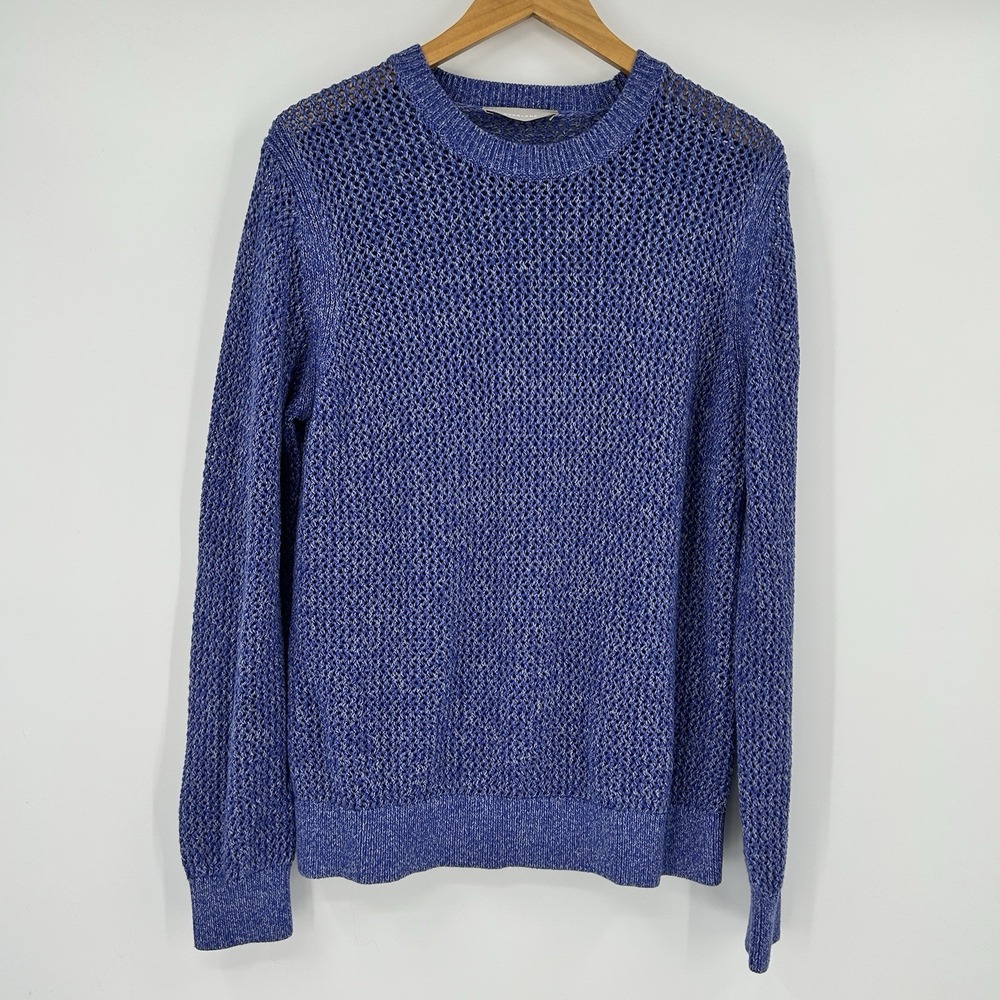 Open Knit 100% Cotton Cottage Sweater Womens XL Boho Granola Coastal Fisherman